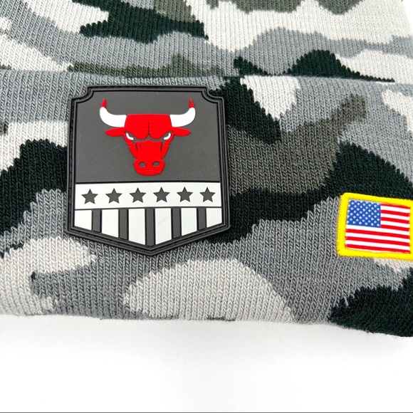 NBA Ultra Game Chicago Bulls Salute to Service Camouflage Winter Knit Cap Beanie - Picture 2 of 7